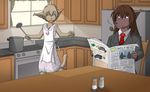  crossdressing female keith_(twokinds) kitchen male natani_(twokinds) newspaper pipe role_reversal tom_fischbach twokinds 