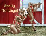  2girls1cup anus barn bell bent_over breasts brown brown_eyes cervine couple crap cup deer eyes_closed female harness hooves kneeling lesbian licking_lips masturbation nude pimpypants_mcgee postcard pussy raised_tail reindeer scat short_tail side_boob standing straw tail xmas 