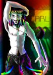  anthroxtacy arm_over_head armpit_hair arms bulge camo claws cord dj_carl_dana feline fur glasses headphones legs lion looking_at_viewer mane multicolored_hair pants pockets pubic_hair rainbow raised_arm shadow standing tail tail_tuft tinintri topless tuft white 