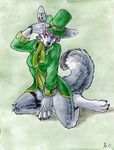  bottomless canine female hat kneeling ruaidri solo st._patrick&#039;s_day syandene 