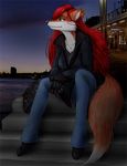 canine female fox pier seaside sitting solo tail vani-fox vani-fox_(character) vixen 