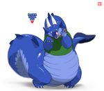  &hearts; blue blue_body bottomless cute dragon fat gillpanda looking_at_viewer male morbidly_obese odendo_(character) overweight plain_background rawr solo thick_tail tongue white_background 