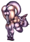  alefwdog ass_up balls bent_over big_breasts big_penis breasts brown butt canine claws dickgirl erection glans green_eyes hair intersex long_hair long_white_hair looking_at_viewer looking_back nipples nude penis presenting raised_tail solo tail white white_hair wolf 