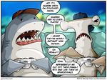  couple duo english_text fish gamepad gamer gaming great_white_shark gucomics hammerhead_shark hat male marine shark text woody_hearn 