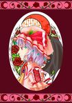  absurdres earrings flower hat highres jewelry lavender_hair plane_(planetw2002) profile red_eyes red_flower red_rose remilia_scarlet rose short_hair solo touhou tree_of_life wings 