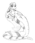  breasts female forked_tongue naga no_nipples presenting pussy rattlesnake reptile scalie snake solo 