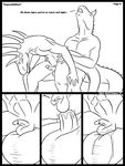  agro_antirrhopus agro_antirrhopus_(character) anal anal_penetration balls balls_deep balls_touching big_balls black_and_white comic cum cum_in_mouth dinosaur english_text fellatio gay huge_penis hyper hyper_balls lizard male monochrome oral oral_sex orgasm penetration penis plain_background raptor reptile ridiculous_fit scalie sex text tight_fit white_background 