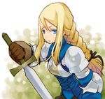  agrias_oaks armor b.tarou blonde_hair blue_eyes braid final_fantasy final_fantasy_tactics gloves long_hair lowres single_braid sword weapon 