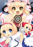  alice_margatroid blonde_hair blue_eyes kirisame_marisa kumatoshi lance mini-hakkero multiple_girls polearm shanghai_doll string touhou weapon yellow_eyes 