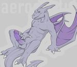  anthro balls biceps big_muscles claws dragon erection grey_body hindpaw male muscles nintendo nude paws penis piercing pok&#233;mon pok&eacute;mon precum raised sitting solo spread_legs spreading tail tojo_the_thief two_toes uncut video_games wings wyvern 
