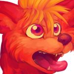  canine colorful female fox fur hair mammal open_mouth orange orange_fur orange_hair orange_theme pink_eyes plain_background red_theme solo tongue transparent_background unknown_artist warm_colors 