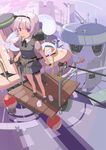  bird contemporary evers ghost hairband katana konpaku_youmu konpaku_youmu_(ghost) landscape mouth_hold purple_eyes short_hair silver_hair solo sword touhou weapon 