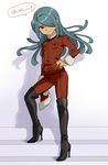  bad_id bad_pixiv_id blue_hair boots full_body hair_over_one_eye hat inazuma_eleven inazuma_eleven_(series) kazemaru_ichirouta long_hair male_focus mizuhara_aki otoko_no_ko santa_hat solo thigh_boots thighhighs 