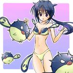  blue_hair clothed clothing cosplay duo female feral hair human long_hair mammal nintendo pok&#233;mon pok&eacute;mon ponytail purple_eyes qwilfish ranphafranboise skimpy swimsuit video_games 