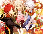  afuro_terumi bad_id bad_pixiv_id blonde_hair boots candy candy_cane christmas food gift holding_hands holding_lollipop inazuma_eleven inazuma_eleven_(series) izumi_(nagashi) jacket lollipop long_hair multicolored multicolored_clothes multicolored_scarf multiple_boys nagumo_haruya pantyhose red_eyes red_hair scarf short_hair star suzuno_fuusuke very_long_hair white_hair 