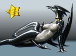  arms black breasts claws closed_legs collar crossgender dragon female gradient_background grey_background kemono_inukai latex leaning legs lying nipples on_side plain_background pussy rubber shiny simple_background skyshadow solo tail tail_between_legs white white_body wings 