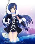  bad_id bad_pixiv_id blue_eyes blue_hair capelet chain dress elbow_gloves gloves idolmaster idolmaster_(classic) kisaragi_chihaya kusakabe_rei long_hair smile solo 