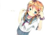  blue_eyes hair_ornament hairclip kousaka_kirino long_hair mouth_hold nara_umi orange_hair ore_no_imouto_ga_konna_ni_kawaii_wake_ga_nai school_uniform serafuku solo 