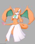  absurd_res absured_res anthro breasts charizard dragon fak&eacute;mon female fire fusion gardevoir green_nipples hi_res horn hybrid korial looking_at_viewer navel nintendo nipples orange_skin pok&eacute;mon pok&eacute;mon_(species) pok&eacute;mon_fusion pseudo_clothing scalie simple_background smile solo teeth video_games wings 