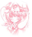  bad_id bad_pixiv_id face hands_together hat hitodama looking_at_viewer lowres monochrome own_hands_together pink saigyouji_yuyuko short_hair solo steepled_fingers touhou yamadori_ofuu 
