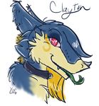  blue clayton collar dyed_hair empa fur male piercing plain_background sergal solo tongue tongue_out white_background ycr 