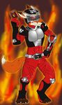  armor canine card dragon_knight fire flameydragwasp fox henshin hindpaw kamen_rider male red_fox ryuki solo standing tail 