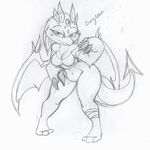  arkei bottomless cokuruscana dragon female horns pencil scalie sekrei sketch solo sungleam thick_thighs wide_hips wings 