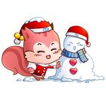  &hearts; blush christmas cute eyes_closed female hat holidays mammal mascot plain_background rodent santa_costume santa_hat santa_suit scarf snow snowman squirrel ucweb unknown_artist vector white_background 