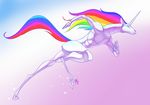  adult-swim blue_eyes equine horns peritian rainbow robot robot_unicorn_attack running tail trippy unicorn white 