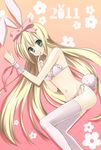  2011 animal_ears blonde_hair bunny_ears bunny_tail long_hair rasuposu ribbon seitokai_no_ichizon shiina_mafuyu solo tail thighhighs very_long_hair 