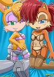  bunnie_rabbot female kneeling lagomorph looking_at_viewer mobian mobius_unleashed pose rabbit sally_acorn sega smile sonic_(series) underwear 