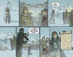  blood cape castle clothed clothing comic female flower flowers funny green_hair hair hat human humor long_hair male mammal oglaf poster smile snow spring winter 