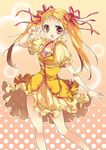  blonde_hair kasugano_urara_(yes!_precure_5) orange_background precure skirt twintails yellow_skirt yes!_precure_5 yukiwo 