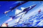 ace_combat_zero aerial_battle afterburner aircraft airplane battle cloud commentary condensation_trail day debris dogfight explosion f-14_tomcat fighter_jet fire flying jet letterboxed military military_vehicle missile no_humans saab_gripen sky war zephyr164 