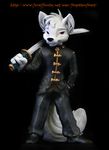  canine forgottenforest fox sculpture solo suit sword tail uniform weapon white 