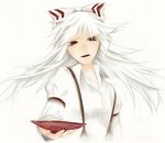  bad_id bad_pixiv_id bow cup fujiwara_no_mokou hair_bow loalo long_hair red_eyes sakazuki solo suspenders touhou traditional_media upper_body white_hair 