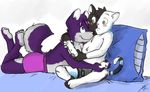  2009 blush briefs canine cat couple cuddle feline gay looking_at_each_other male priestrevan raised_tail skylar tail underwear wolf zander 