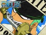  eyes green_hair highres male male_focus oda_eiichiro oda_eiichirou one_piece roronoa_zora roronoa_zoro sword teeth wanted wanted_poster weapon 