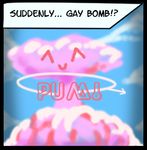  ^^ ^_^ explosion gay_bomb male mushroom_cloud pink solo 