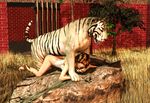  3d animal feline female feral human interspecies tiger white_tiger zoo 
