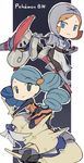  ace_trainer_(pokemon) blue_eyes drill_hair escavalier gen_5_pokemon gloves hood jitsu_hidari multiple_girls orange_hair pantyhose poke_ball pokemon pokemon_(creature) pokemon_(game) pokemon_bw samurott skirt surcoat team_plasma twintails 