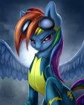  2018 absurd_res clothing equid equine eyewear female foughtdragon01 friendship_is_magic goggles hi_res mammal my_little_pony portrait pterippus purple_eyes rainbow_dash_(mlp) skinsuit solo tight_clothing wonderbolts_(mlp) 