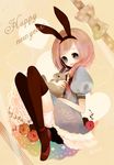  2011 animal_ears bad_id bad_pixiv_id bunny bunny_ears chinese_zodiac flower new_year orange_flower orange_rose original pink_flower pink_rose poco24 rose sitting solo thighhighs year_of_the_rabbit yellow_flower yellow_rose 