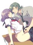  2boys allelujah_haptism ass censored crossdress crossdressing desk gundam gundam_00 handjob male male_focus multiple_boys necktie penis school school_uniform schoolboy skirt tie tieria_erde undressing urethral_fingering yaoi 