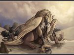  cub cute desert family feathers feral good_parenting gryphon neondragon nom parent parenthood playing sand sleeping tail wings young 