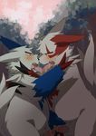  alternate_color blush chubby cum drooling frottage fur gay handjob kissing konbu male markings nintendo outside overweight penis pok&#233;mon pok&eacute;mon precum red_markings saliva sex shiny_pok&#233;mon tongue tree video_games white_fur wood zangoose 