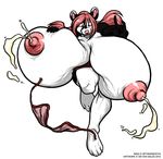  anthro big_breasts breasts canine claws deonwolf dog female hair huge_breasts husky hyper hyper_breasts lactating long_hair mammal milk mina mina_(spyingredfox) nipples open_mouth pink_hair pink_nose plain_background red_eyes solo white_background 