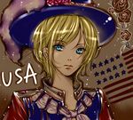  1girl america_(hetalia) american_flag artist_request axis_powers_hetalia english female genderswap gradient gradient_background highres looking_at_viewer solo 