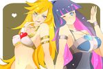  ;p blush breasts cleavage naughty_face one_eye_closed panty_&amp;_stocking_with_garterbelt panty_(character) panty_(psg) stocking_(character) stocking_(psg) tongue tongue_out wink 