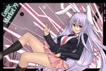  animal_ears black_legwear blazer breasts bullet bunny_ears cartridge houtengeki jacket kneehighs large_breasts long_hair necktie purple_hair red_eyes reisen_udongein_inaba skirt smile solo touhou very_long_hair 